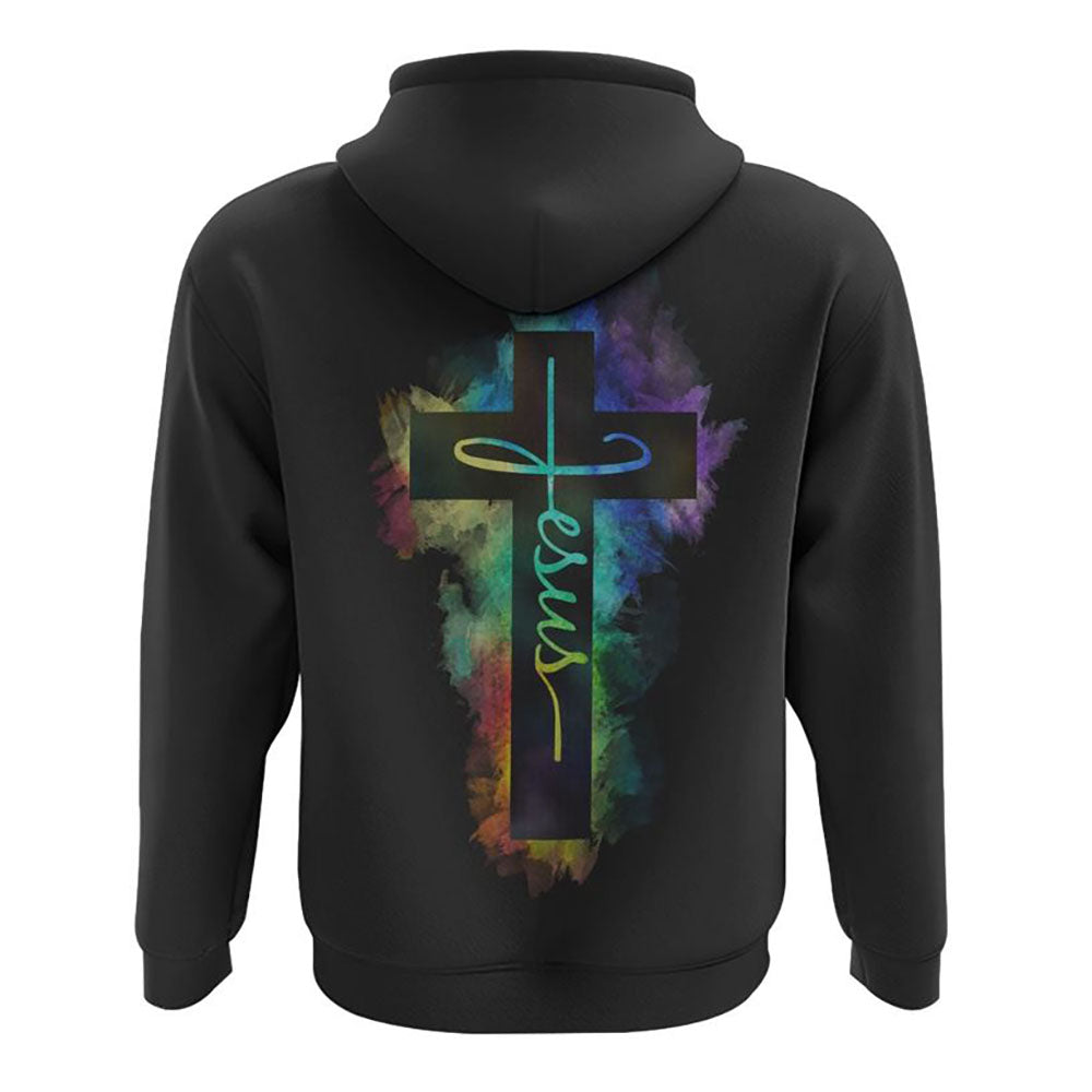Colorful Watercolor Jesus Cross 3D Hoodie Christian Sweatshirt