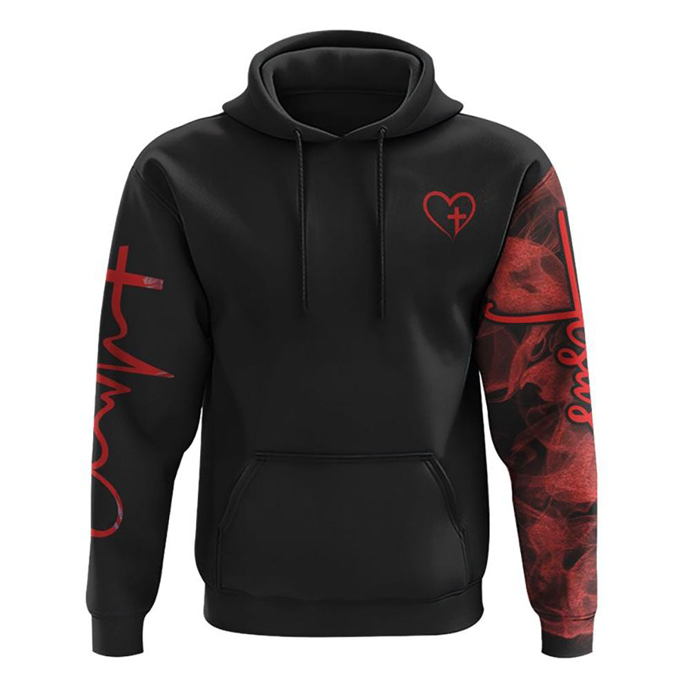 Jesus Cross Red Rose 3D Hoodie Christian Sweatshirt Bible Verse Shirt