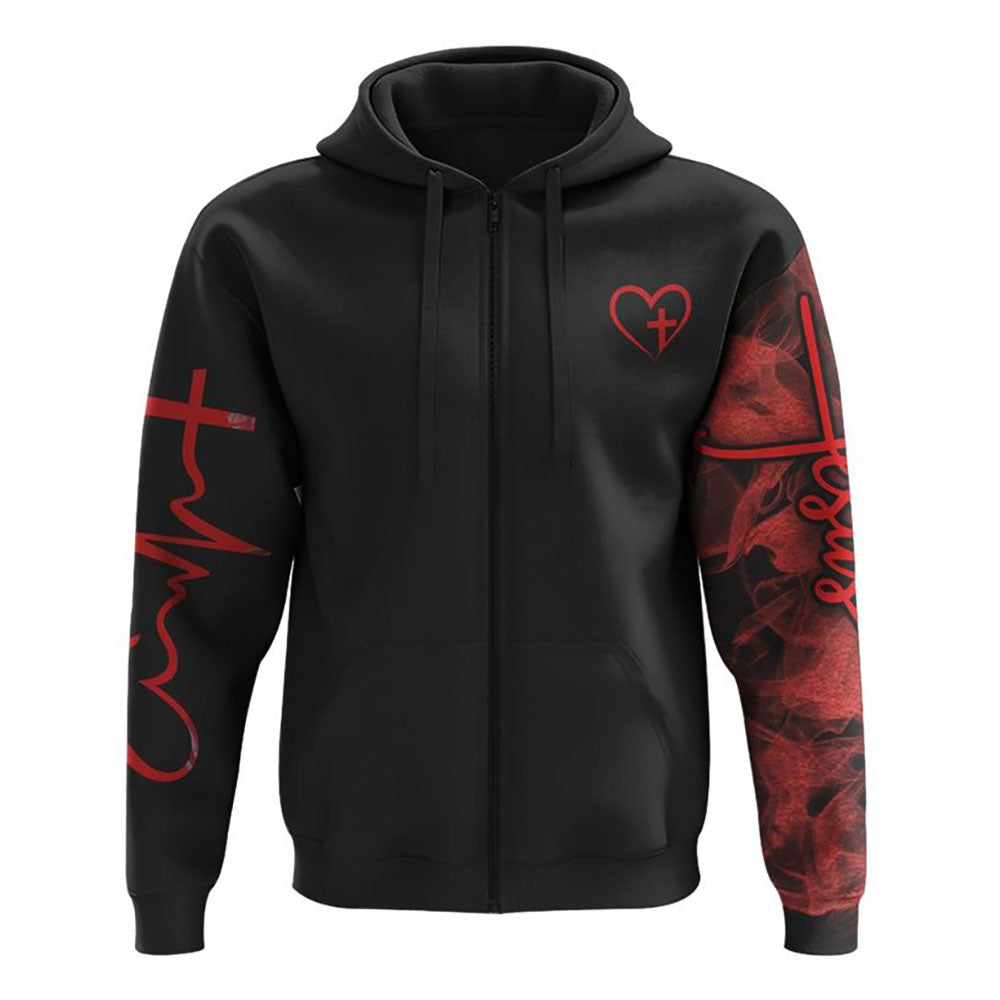 Jesus Cross Red Rose 3D Hoodie Christian Sweatshirt Bible Verse Shirt