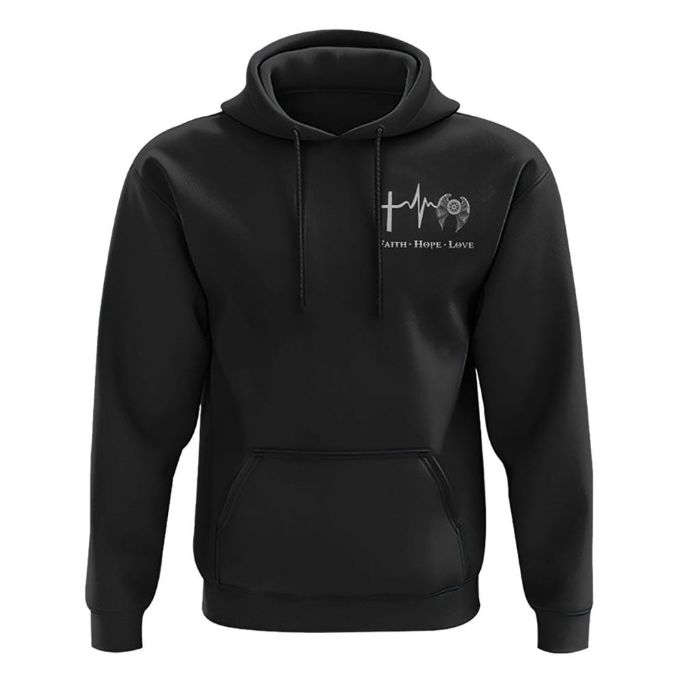 Jesus Beside Me Biker 3D Hoodie Christian Sweatshirt Bible Verse
