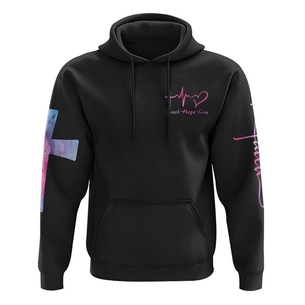 Jesus Heart Watercolor All Over Print 3D Hoodie Christian Sweatshirt