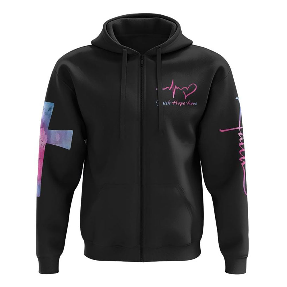 Jesus Heart Watercolor All Over Print 3D Hoodie Christian Sweatshirt