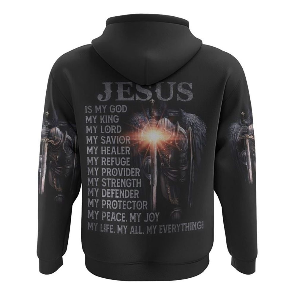 Jesus God King Lord Warrior 3D Hoodie Christian Sweatshirt Bible Verse
